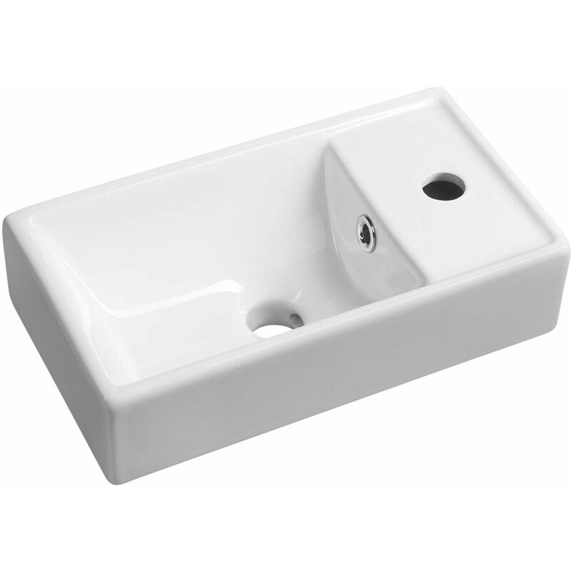 foto del prodotto sapho small lavamani minos, 40x22 cm, con troppopieno, foro per miscelatore a destra, bianco 4059