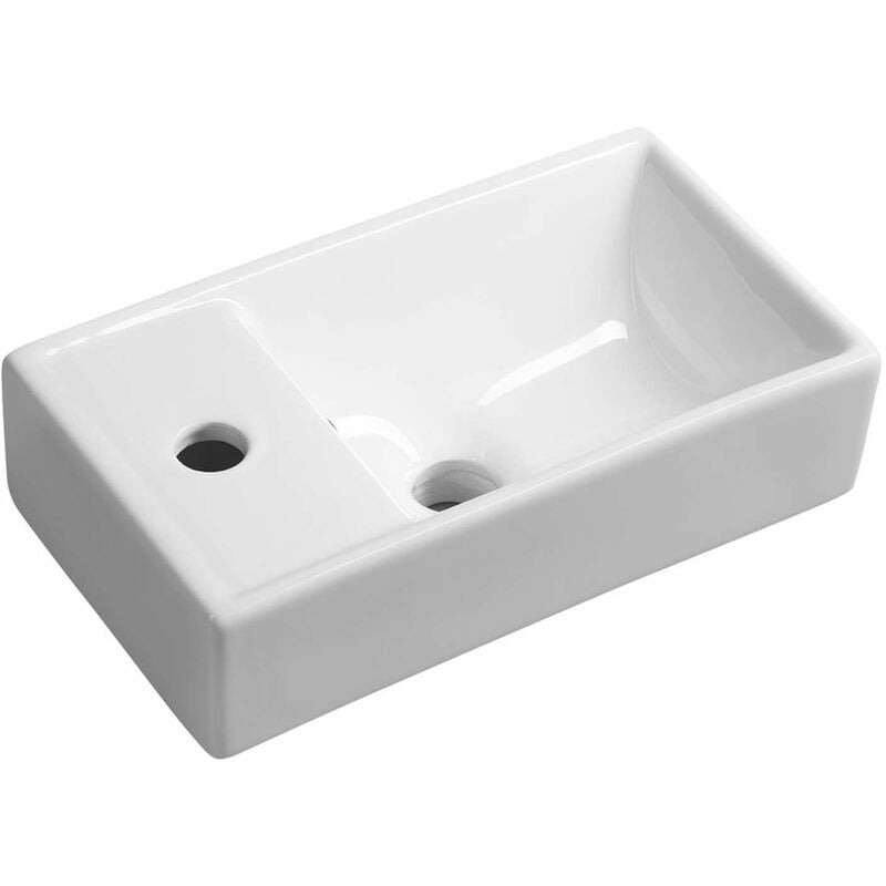 foto del prodotto sapho small lavamani minos, 40x22 cm, con troppopieno, foro per miscelatore a sinistra, bianco 4759