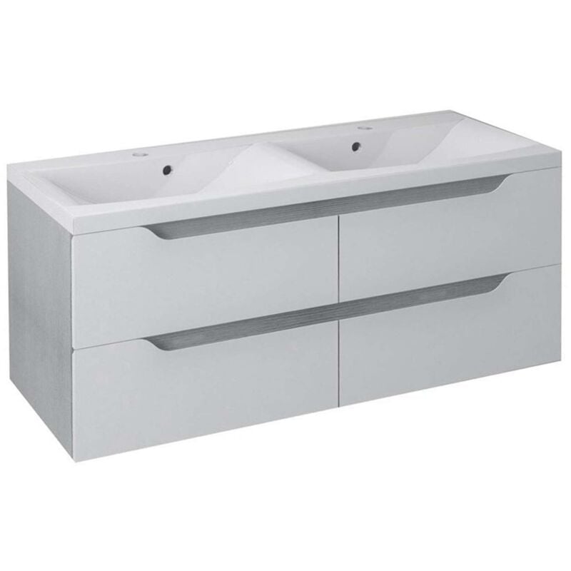 foto del prodotto sapho wave mobile sotto lavabo doppio 1200x500x480 mm, rovere bianco argento wa120 3011
