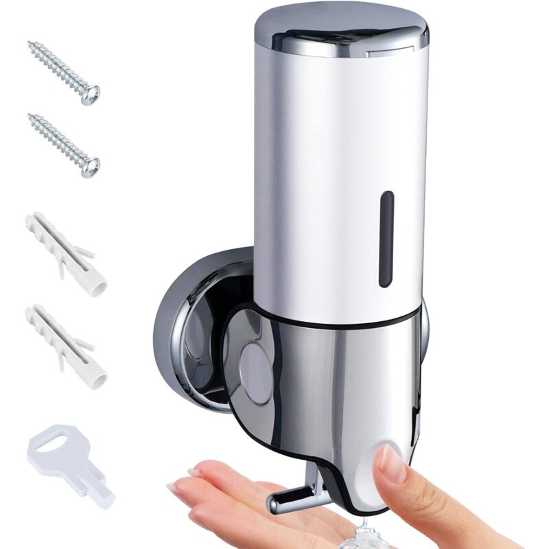 foto del prodotto sapone da 500 ml, dispenser di sapone per le mani a parete, dispenser manuale di sapone da cucina, shampoo e gel doccia, bagno wc hotel flacone