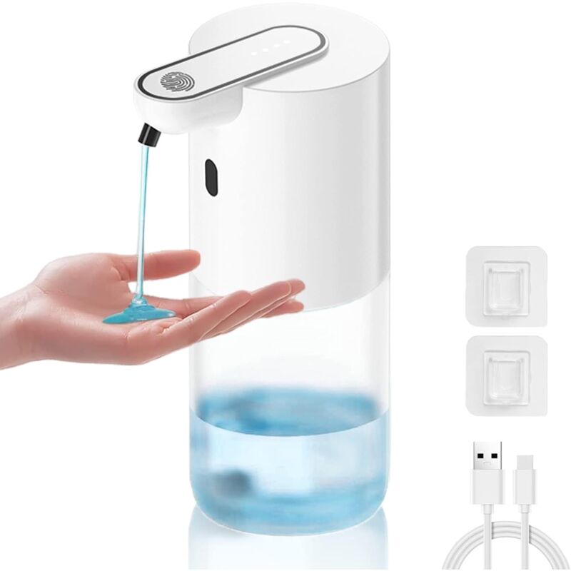 foto del prodotto sapone liquido completamente automatico, distributore di sapone a parete da 13,5 oz 40 ml, macchina per sapone con piattino senza contatto, pompa