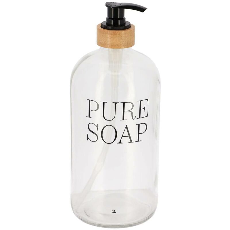 foto del prodotto sapone puro 1l dispenser di sapone in vetro di bamb trasparente tendance