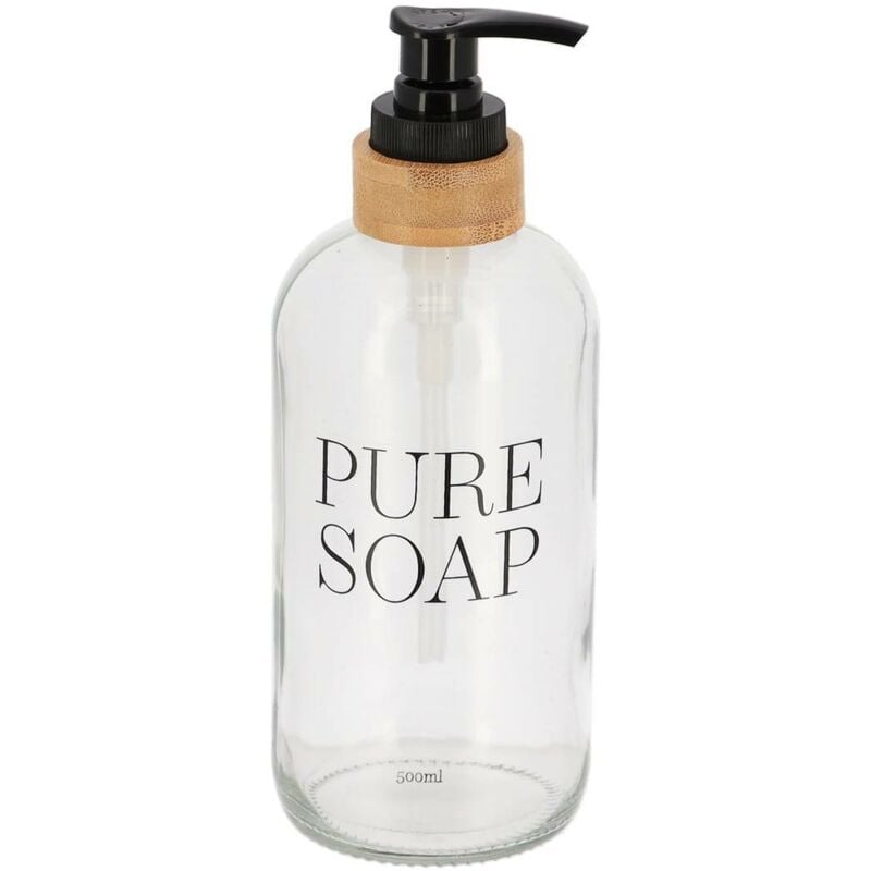 foto del prodotto sapone puro 500 ml dispenser di sapone in vetro di bamb trasparente tendance