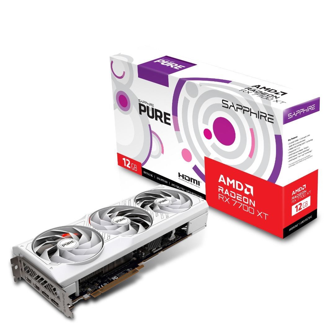 foto del prodotto sapphire vga radeon rx 7700 xt, pure rx 7700 xt gaming oc, 12gb gddr6, dual hdmi dual dp