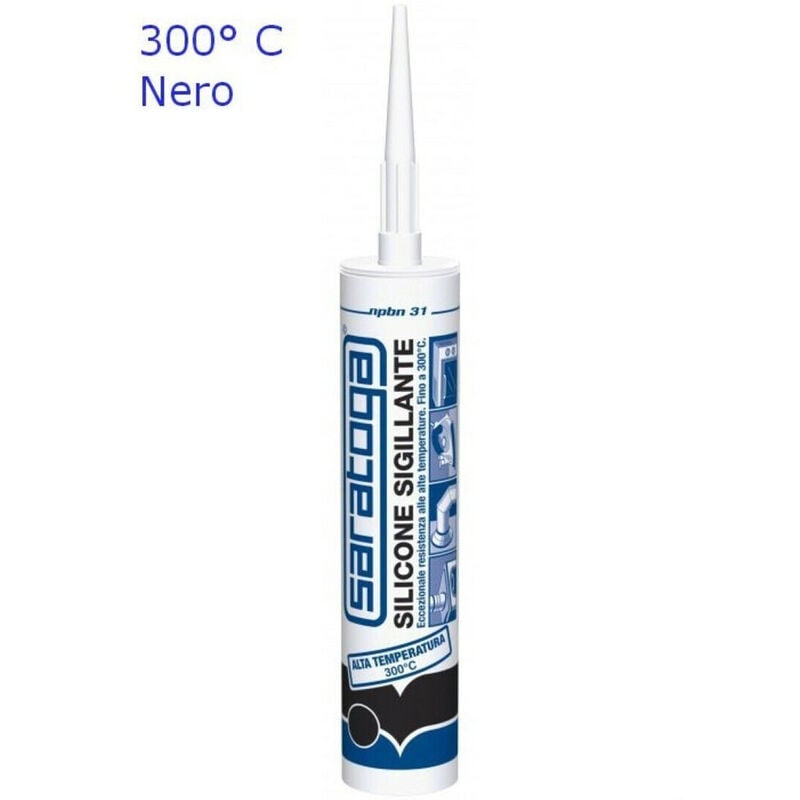 foto del prodotto saratoga 310ml silicone acetico alta temperatura per forni caldaie caminetti, colori nero