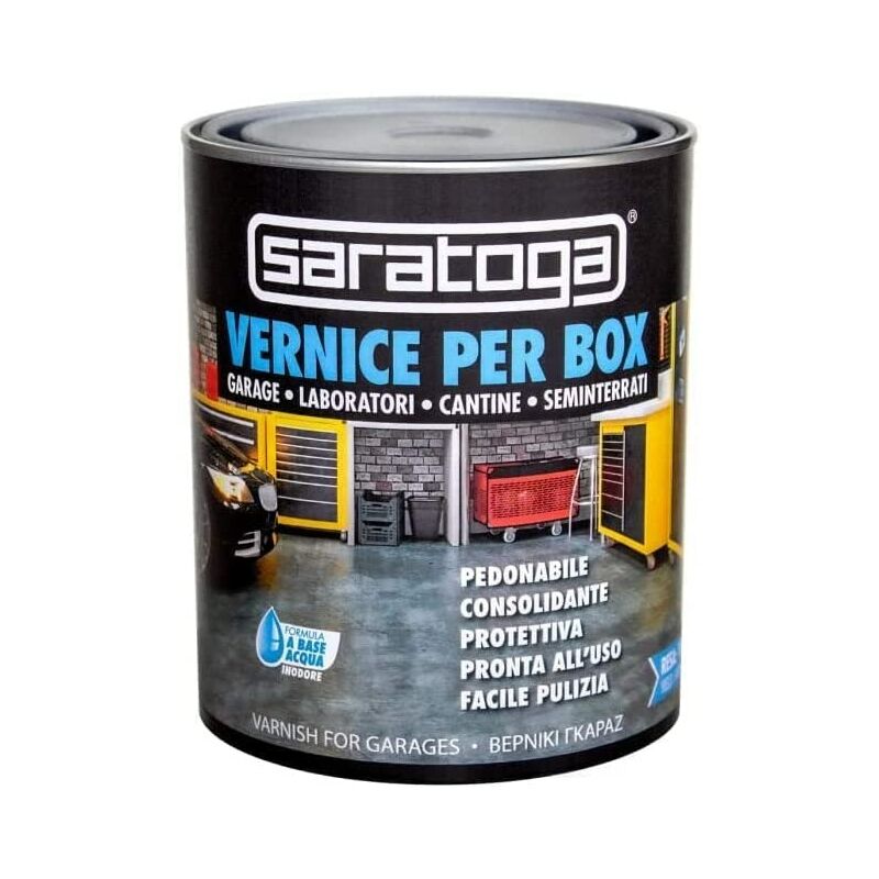 foto del prodotto saratoga 750ml vernice trasparente per pavimenti di box garage laboratori cantine seminterrati