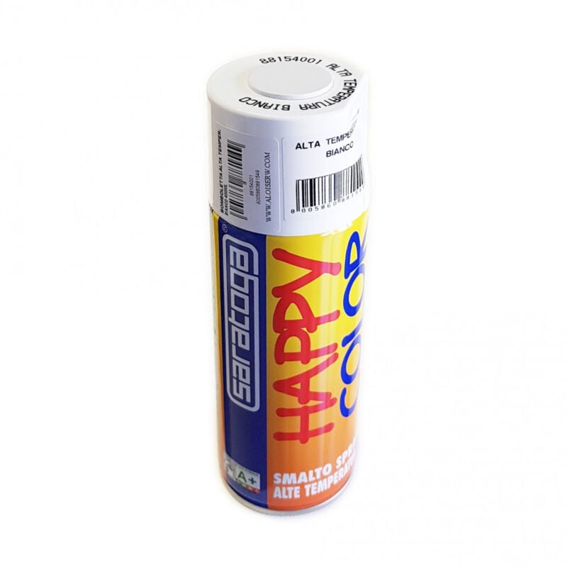 foto del prodotto saratoga bomboletta happy color 400ml spray per alta temperatura max 350 c finitura semilucida, colori happy color bianca