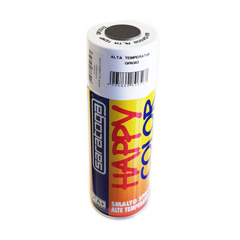 foto del prodotto saratoga bomboletta happy color 400ml spray per alta temperatura max 350 c finitura semilucida, colori happy color grigia