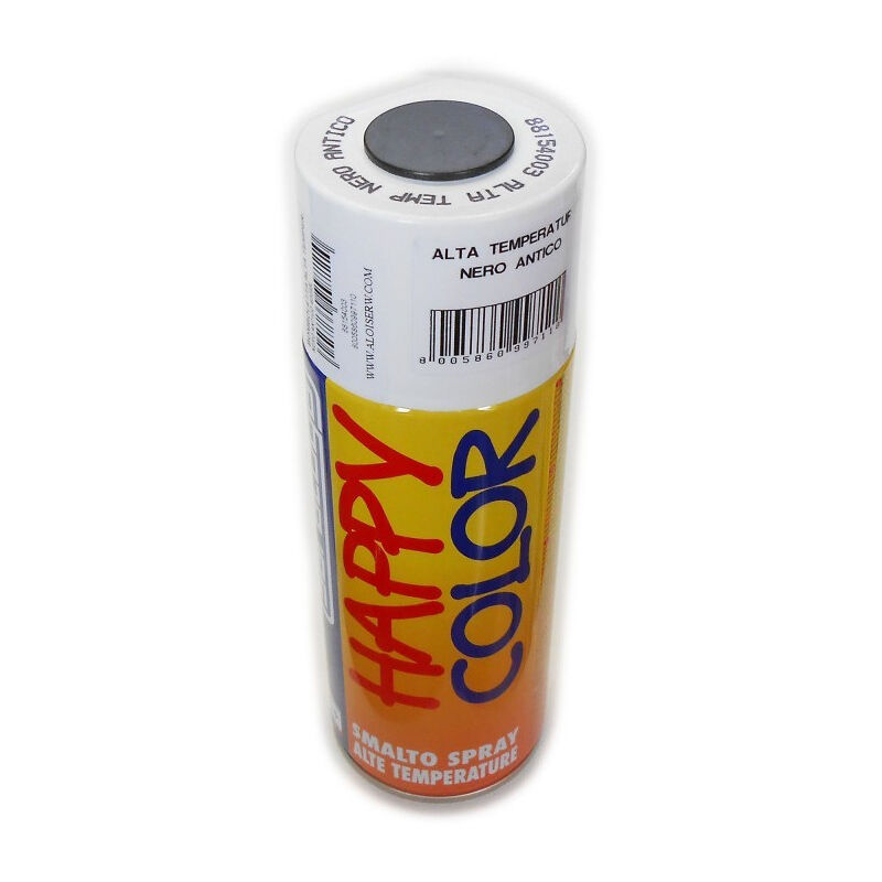 foto del prodotto saratoga bomboletta happy color 400ml spray per alta temperatura max 350 c finitura semilucida, colori happy color nero antico