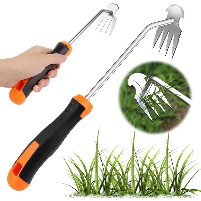foto del prodotto sarchiatore manuale, estrattore di erbacce, estrattore di erbacce, sarchiatore manuale per prati, giardini, prato arancione 