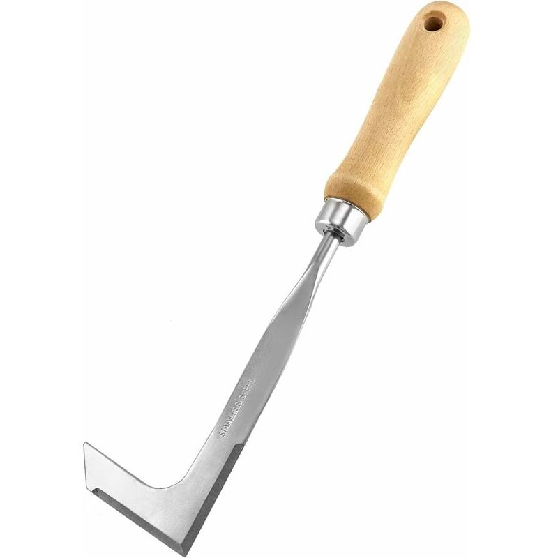 foto del prodotto sarchiatore per crepe, falce da diserbo, coltello tagliaerba, sarchiatore manuale, coltello da patio a forma di l in acciaio inossidabile strumento