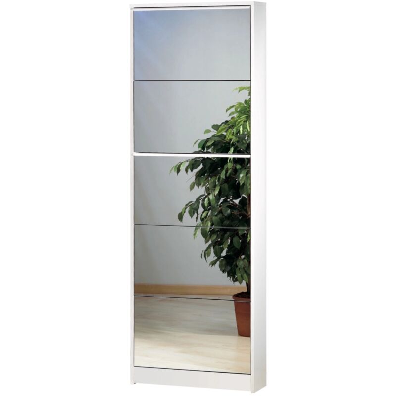 foto del prodotto sarmog scarpiera bianca con 5 ante a specchio, 62x182x18cm