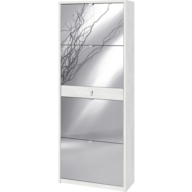 foto del prodotto sarmog scarpiera quattro ante a specchio un cassetto bianco ossido 63x29x h164 cm