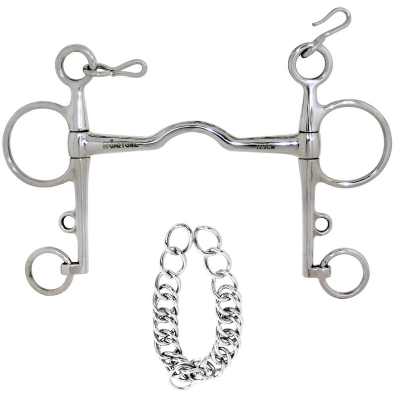 foto del prodotto sartore morso pelham a collo d oca inox a imboccatura fine 14 mm con barbozzale