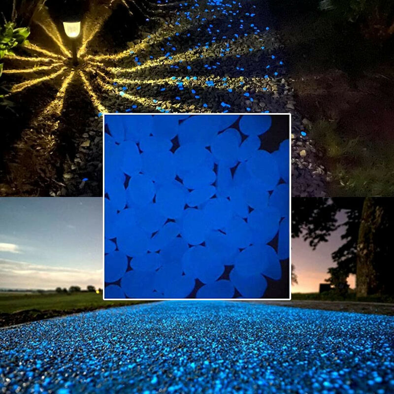 foto del prodotto sassi luminosi di resina fotoluminescente colore blu sky per arredo 50 100 pezzi numero pezzi 50 sassolini