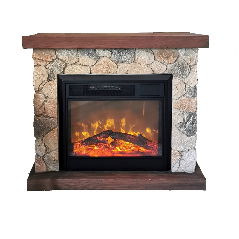 foto del prodotto sasso camino elettrico da terra rifinito effetto pietra