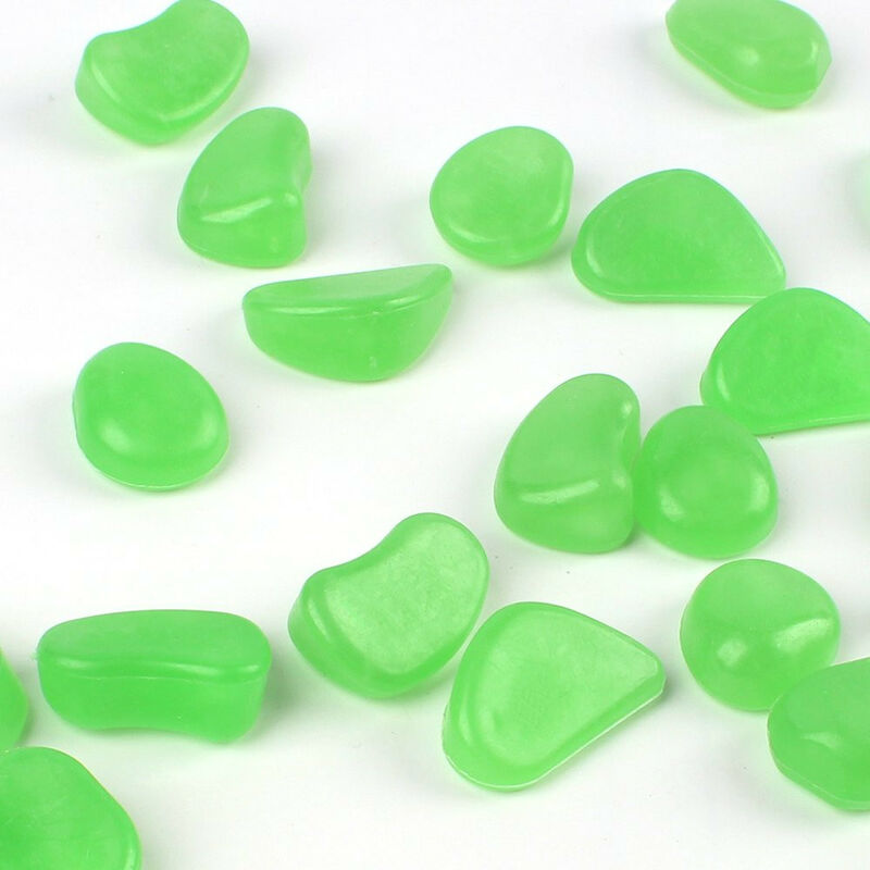 foto del prodotto sassolini luminosi in resina fotoluminescenti colore verde 50 100 pezzi numero pezzi 50 sassolini