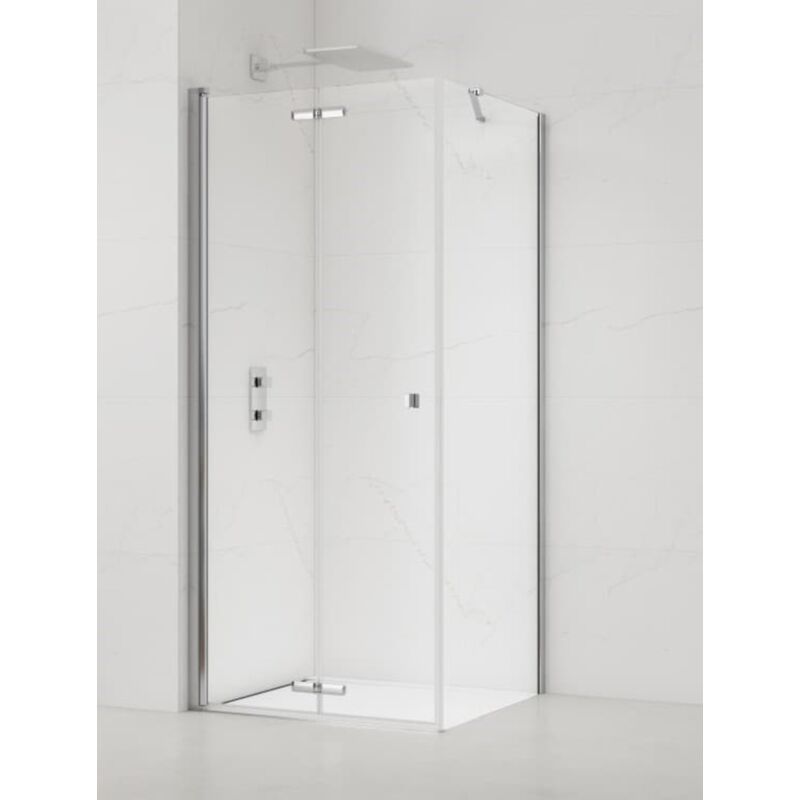 foto del prodotto sat sk 100x100cm set porta doccia pieghevole a soffietto parete anticalcare con profili cromati lucidi satsk100s100 swiss aqua technologies