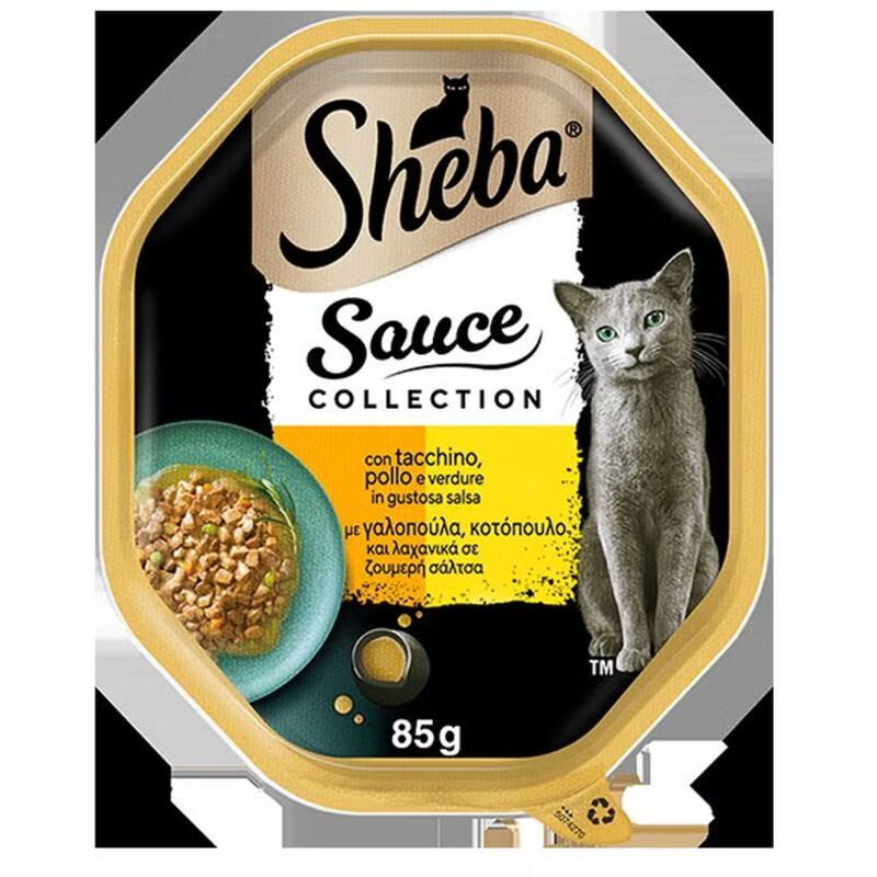 foto del prodotto sauce collection vaschetta 85gr tacchino pollo e verdure sheba