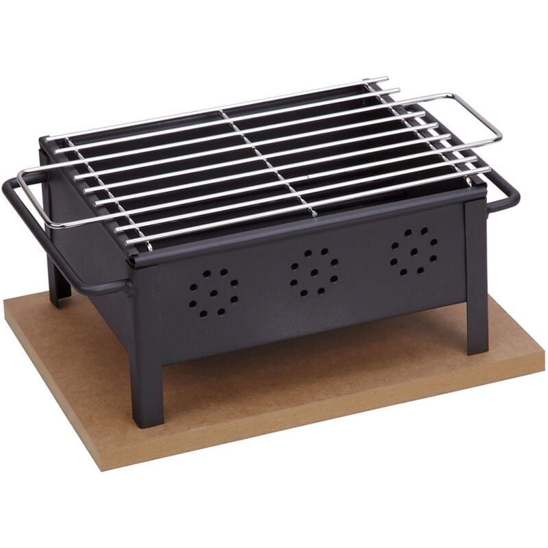 foto del prodotto sauvic barbecue da tavolo con griglia in acciaio inox 25x20 cm. nero
