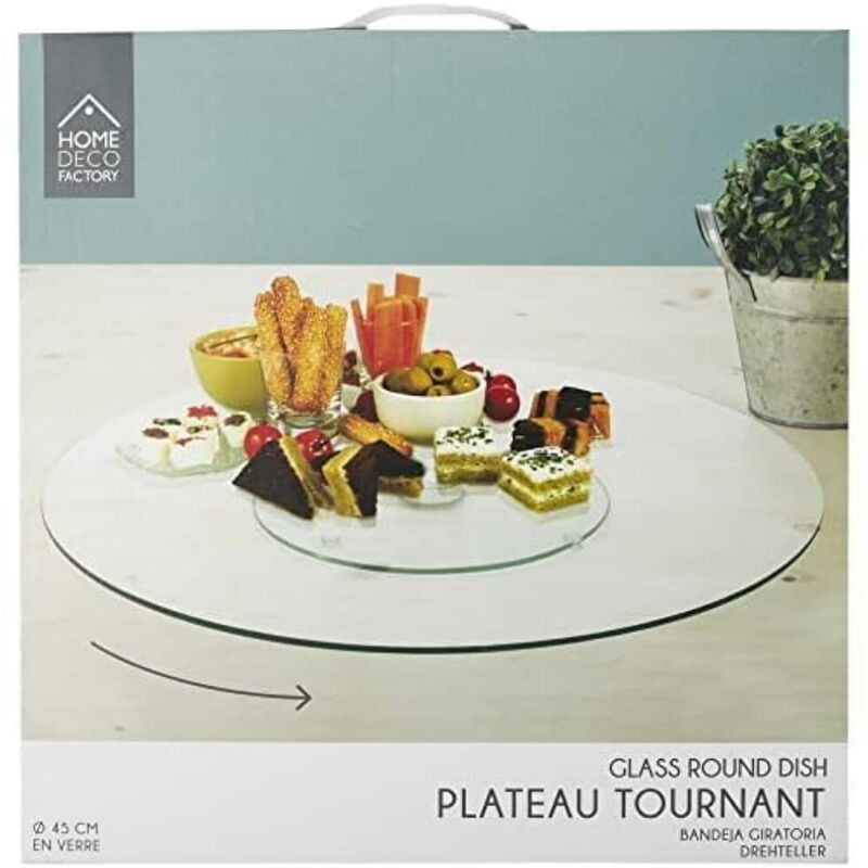 foto del prodotto saveur et degustation home deco factory piano girevole rotondo in acciaio inossidabile e vetro