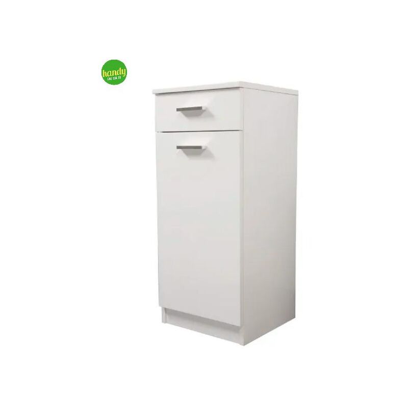 foto del prodotto savini base singola da bagno un anta e cassetto in melaminico bianco h.80cm l 35cm h 80cm p 34cm