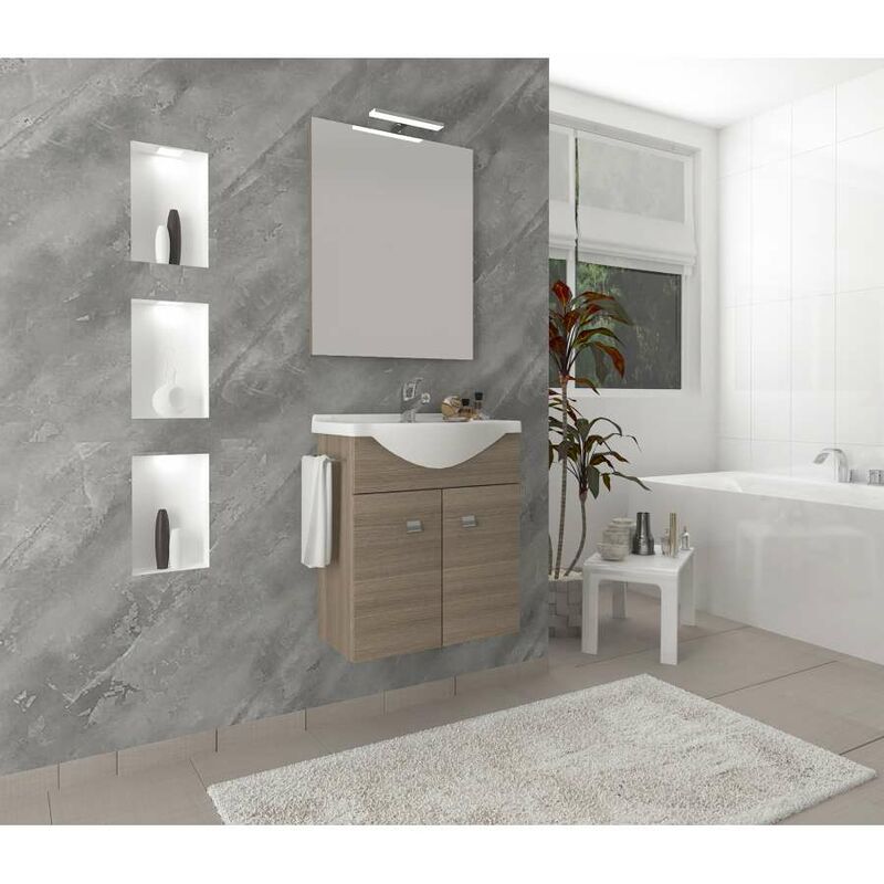 foto del prodotto savini due mobiletto bagno in rovere fumo 57x47,5x65cm con specchio led