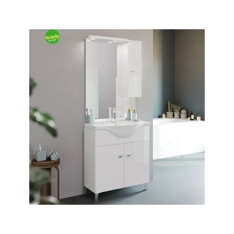 foto del prodotto savinidue composizione bagno da terra seria con pensile 76 x 50 x 191 h cm bianco lucido