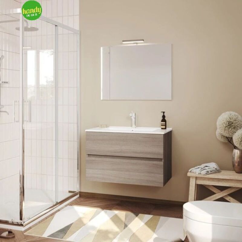 foto del prodotto savinidue composizione da bagno sospesa easy 80cm rovere fumo