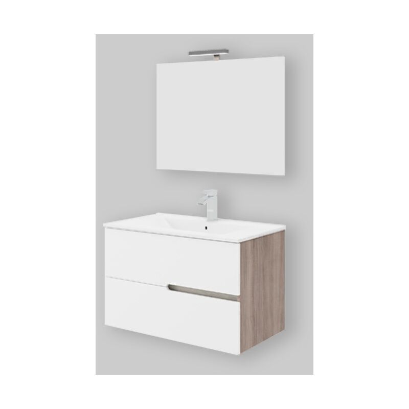 foto del prodotto savinidue composizione mobile da bagno eva 80 rovere fumo bianco lucido eva80 f00 rf