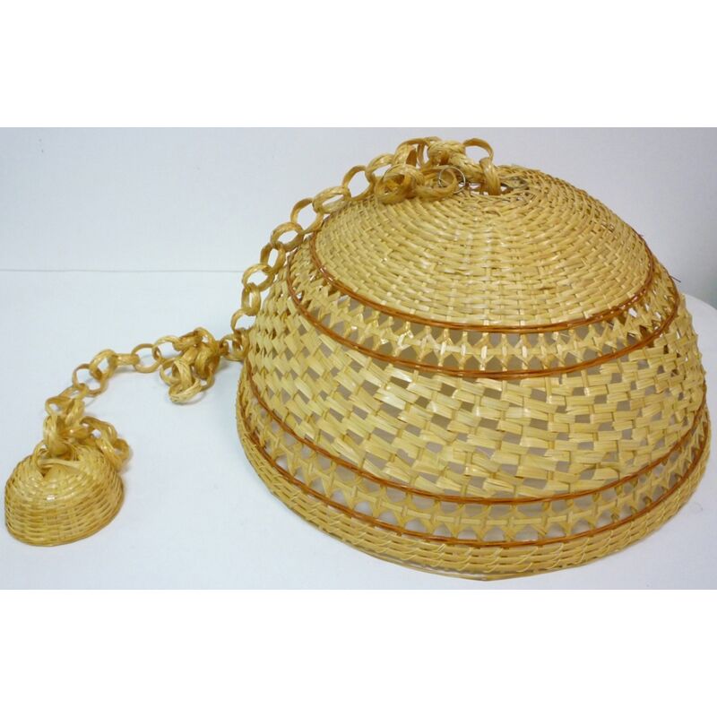 foto del prodotto savino filippo lampadario lampada in bamboo bamb rattan vimini e giunco appendibile per casa camera salotto cucina