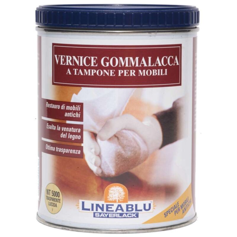 foto del prodotto sayerlack blu vernice gommalacca trasparente 750 ml