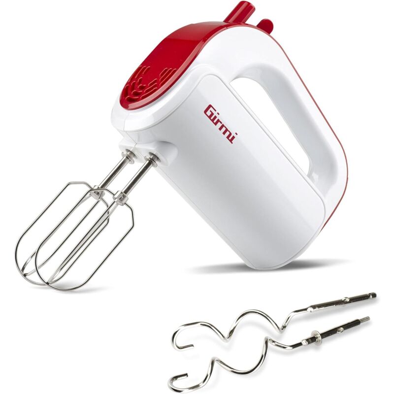 foto del prodotto sb02 sbattitore elettrico 170w sbattitori inox per montare funzione turbo ganci inox 5 velocit bianco rosso girmi