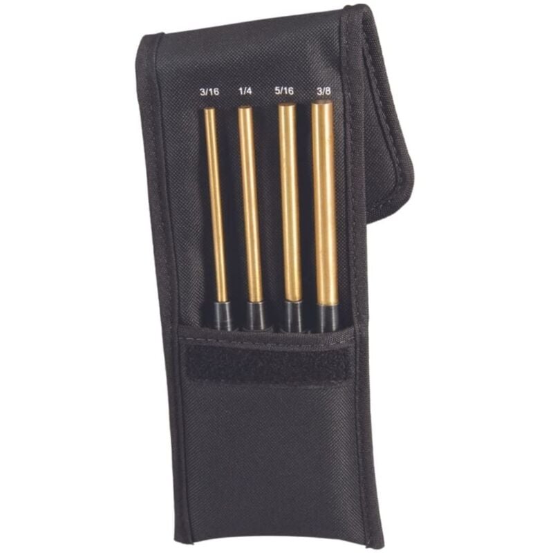 foto del prodotto sb248z - set di 4 punzoni in ottone, lunghezza estesa in ottone, diametro perno 3 16'-3 8', lunghezza totale 20,3 cm, lunghezza totale 8 cm,