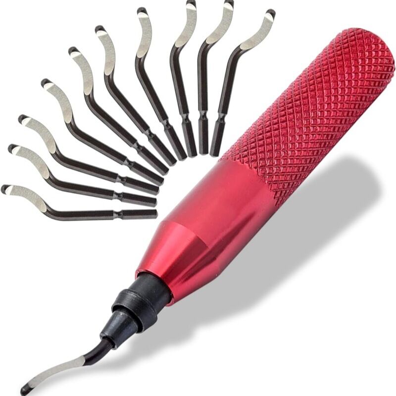 foto del prodotto sbavatore, sbavatore con 11 lame di ricambio in 4 modelli, sbavatore girevole a 360 per stampa 3d, resina epossidica, plastica, pvc, legno,