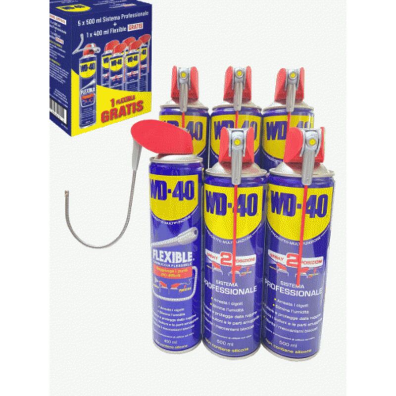 foto del prodotto sbloccante multifunzione spray wd 40 5x500 ml 1x400 ml flexibile 00129 