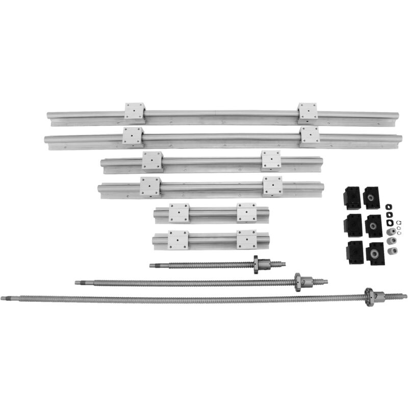 foto del prodotto sbr20 set di guide lineari 3 viti a sfere rm1605 350 650 1050mm kit cnc, supporto guida lineare con staffe bk bf12, set cnc di precisione per