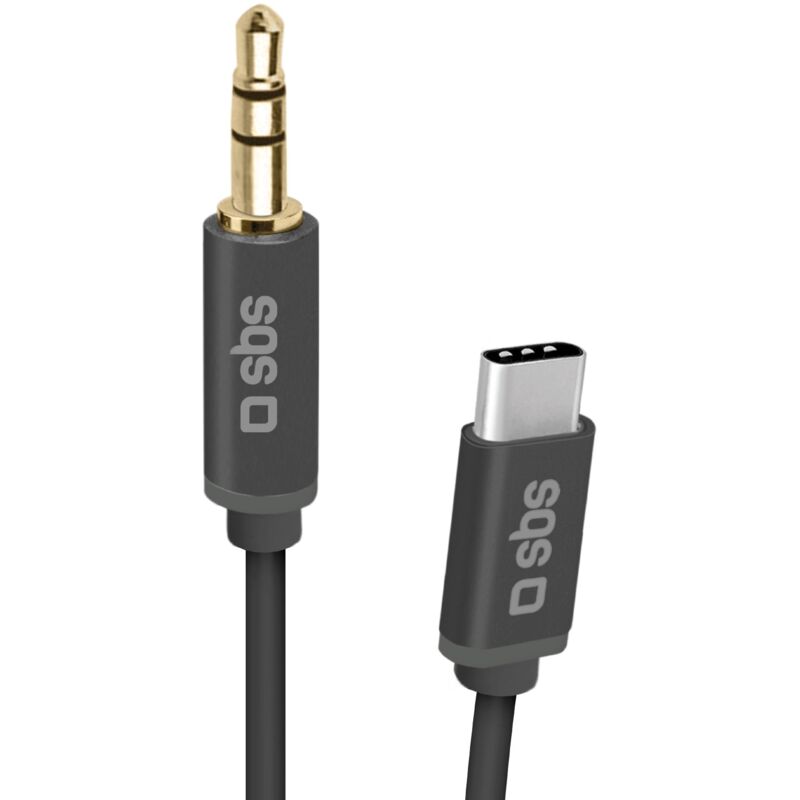 foto del prodotto sbs adattatore con connettori usb c e jack 3.5 mm, lunghezza 1 metro, colore nero