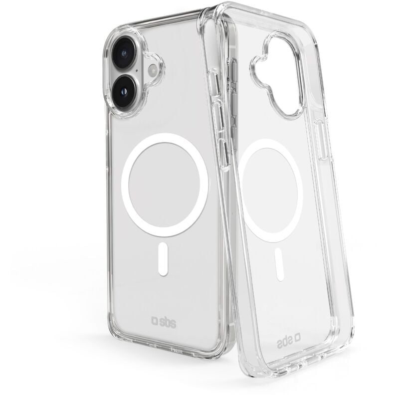 foto del prodotto sbs cover trasparente rigida compatibile con ricarica magsafe per iphone 16 plus