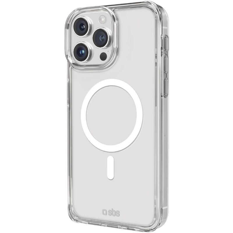 foto del prodotto sbs cover trasparente rigida compatibile con ricarica magsafe per iphone 16 pro max