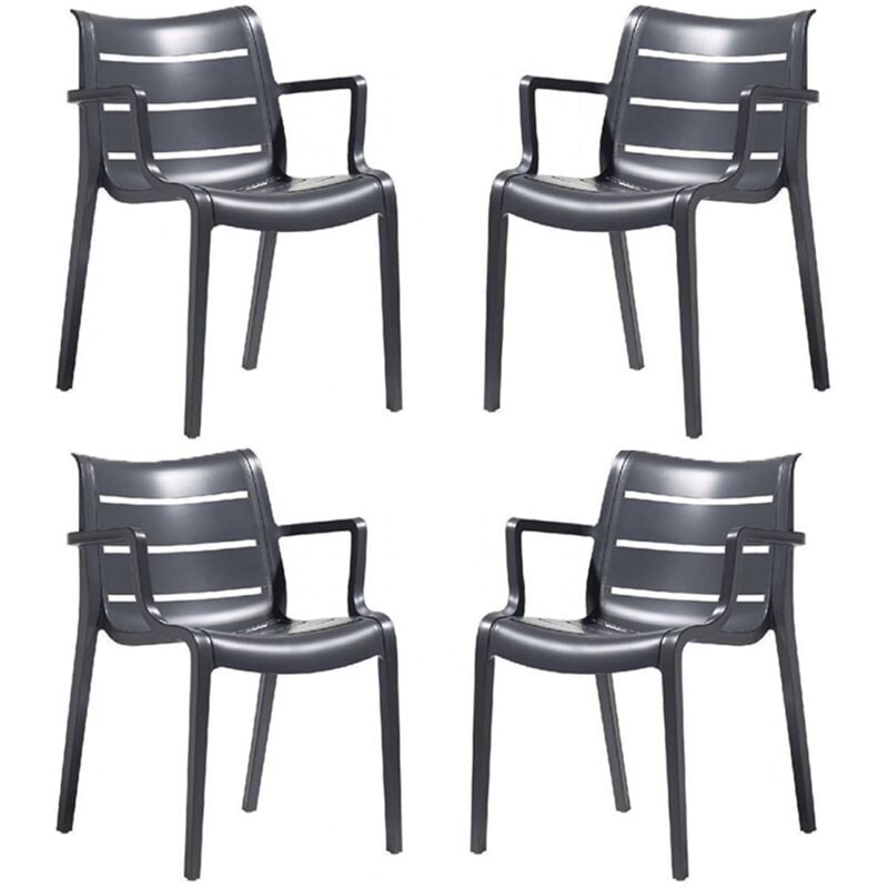 foto del prodotto scab set 4 sedia sunset antracite s c a b poltrona con braccioli impilabile in tecnopolimero rinforzato uso interno esterno elegante e robusta 