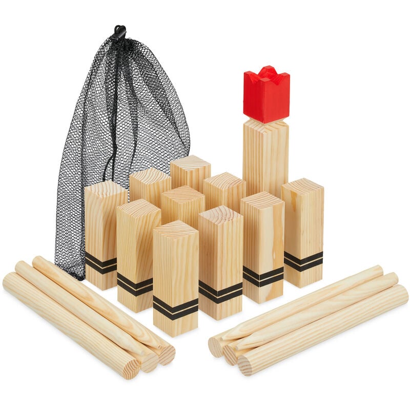 foto del prodotto scacchi vichinghi, gioco di lancio in legno, al parco o spiaggia, con sacchetto, 21 pedine, marrone chiaro relaxdays
