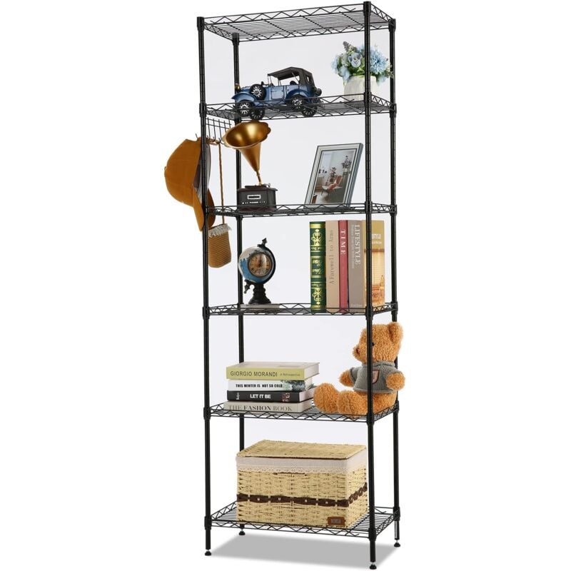 foto del prodotto scaffalatura a 6 ripiani, ripiano in metallo, scaffale metallica per soggiorno, camera da letto, bagno, garage, carico maxi 220 libbre, 160x 54 x 29