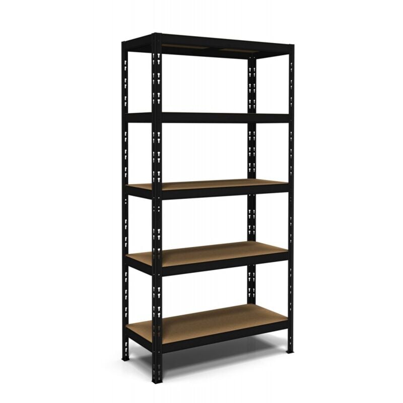 foto del prodotto scaffalatura in metallo nero scaffale ad incastro con 5 ripiani 180 cm
