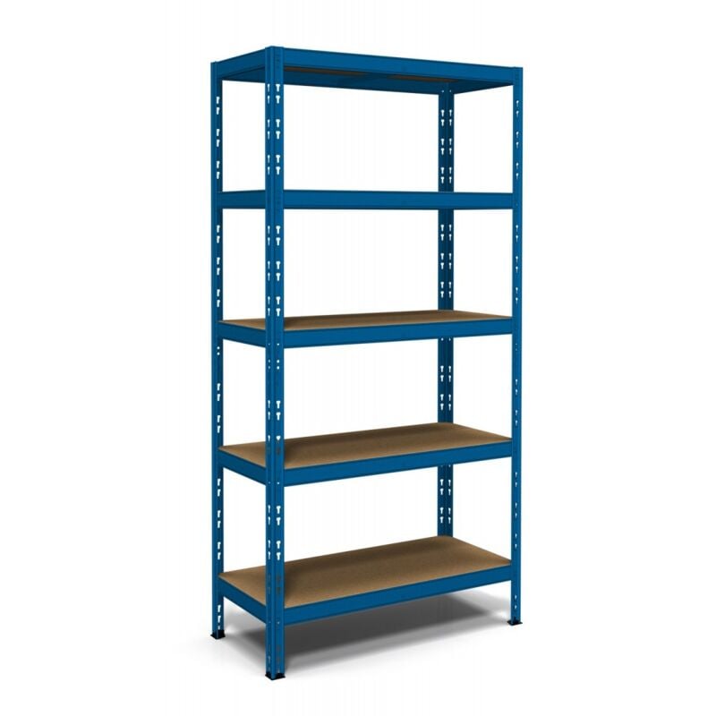 foto del prodotto scaffalatura in metallo scaffale blu ad incastro 180 cm con 5 ripiani