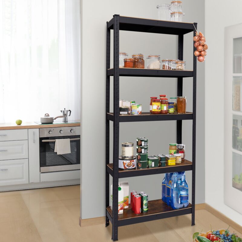 foto del prodotto scaffalatura modulare per carichi pesanti a 5 ripiani con effetto legno invecchiato
