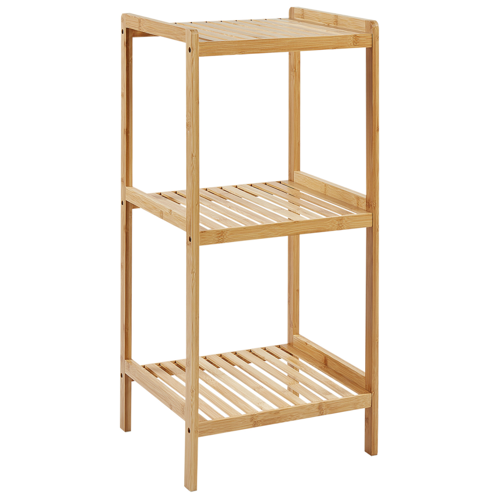 foto del prodotto scaffalatura per bagno in legno chiaro di bamb 3 ripiani accessori per bagno