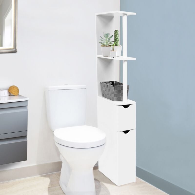 foto del prodotto scaffalatura per toilette in legno bianco con 2 ante bianche willy