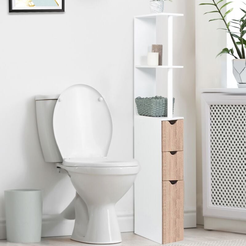 foto del prodotto scaffalatura per toilette in legno bianco con 3 ante in faggio willy
