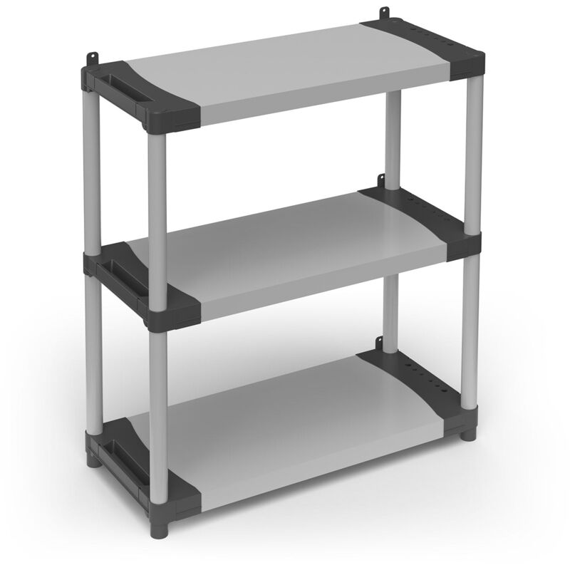 foto del prodotto scaffale 3 ripiani 80x40x85 cm in resina pvc grigio